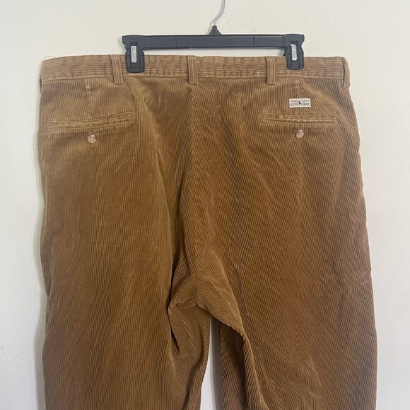 VTG 90s Polo Ralph Lauren Corduroy Pants Mens Pleated 40x30 Tan Andrew USA A5 - Picture 3 of 9